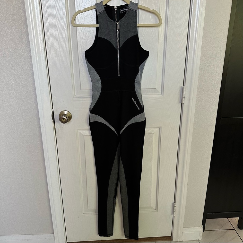 Black & Gray Sculpting Sleeveless Jumpsuit